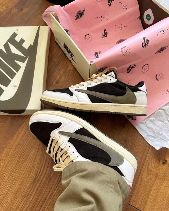Nik.e Air Jordan 1 Low X Travis Scott Olive Green Semi UA