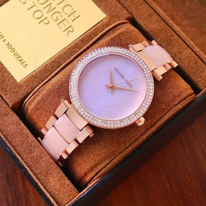 Michael Kors Women's MK6412 Parker Baby Pink Dial Watch Rose Gold Tone Belt