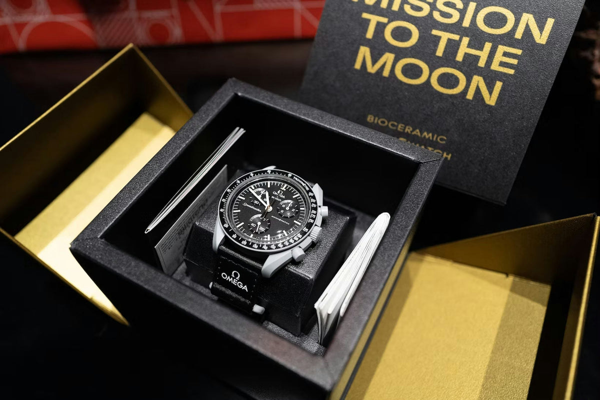 Swatch Omega x Moon Mission To The  Moon Black - New Speedmaster Neavy Gray - Black Moonswatch