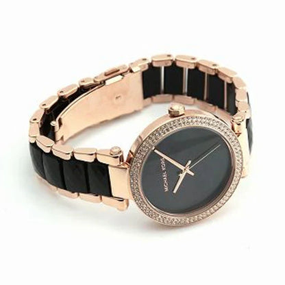Michael Kors Women's MK6414 Parker Black Dial Watch Rose Gold Tone Belt