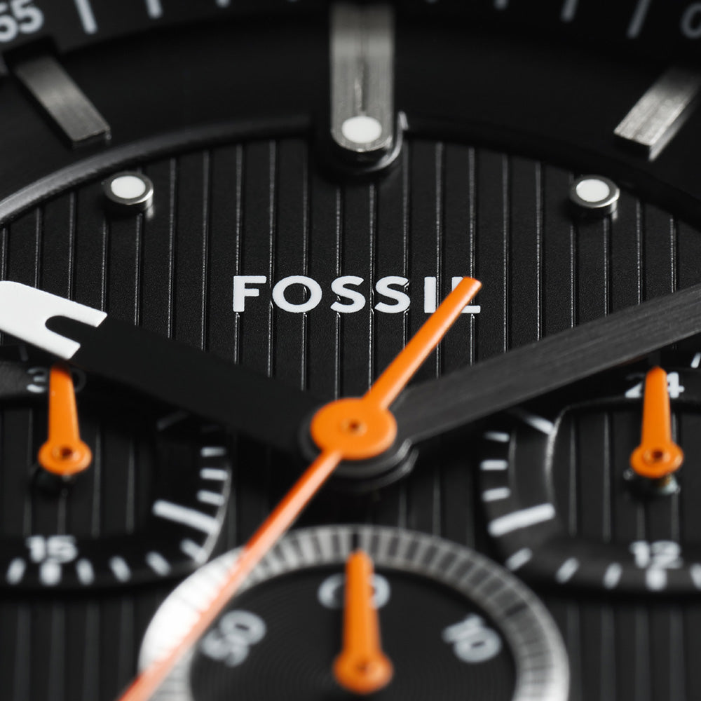 Fossil Fs6095 Metal Silver Black Dial Chronograph Watch
