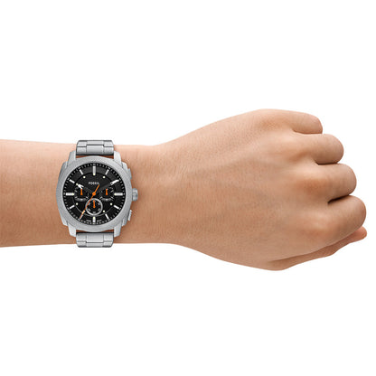 Fossil Fs6095 Metal Silver Black Dial Chronograph Watch