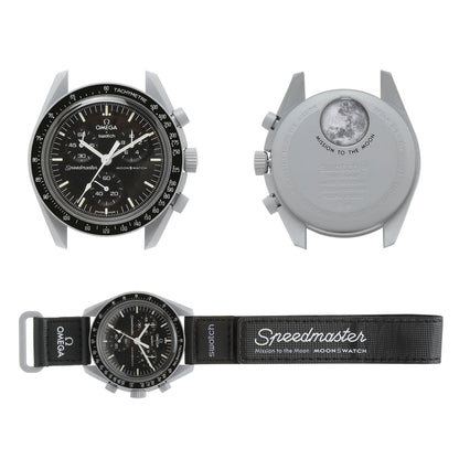 Swatch Omega x Moon Mission To The  Moon Black - New Speedmaster Neavy Gray - Black Moonswatch