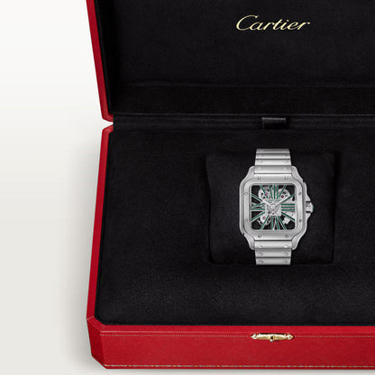 Santos De Cartier WHSA0028 Green Dial Automatic Skeleton Men's Watch