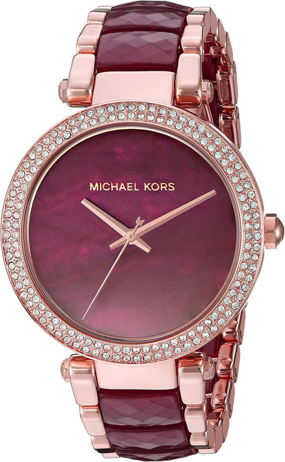 Michael Kors Women's MK6412 Parker Burgundy Dial Watch Rose Gold Tone Belt