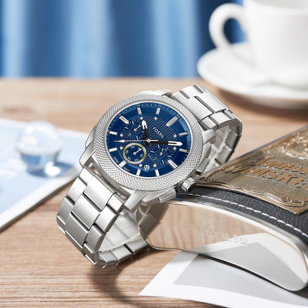 Fossil Metal Blue Dial  Chronograph Watch