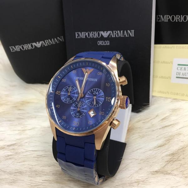Emporio Armani Analog Silicon Royal Blue Dial Chronograph Men's Watch