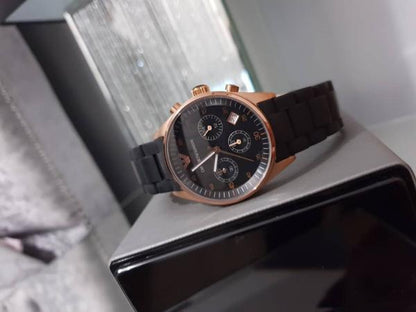 Emporio Armani Ar5905 Dualtone Black Tazio Chronograph Mens Watch