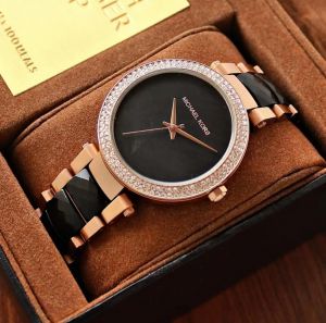 Michael Kors Women's MK6414 Parker Black Dial Watch Rose Gold Tone Belt