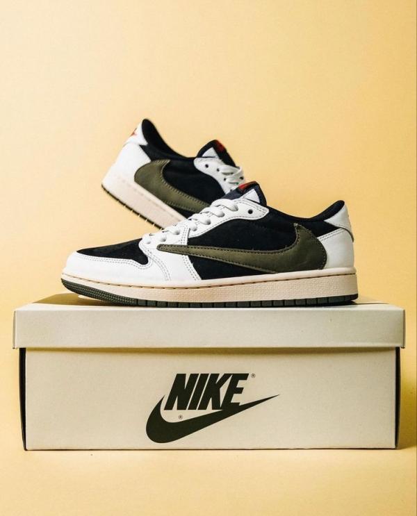 Nik.e Air Jordan 1 Low X Travis Scott Olive Green Semi UA