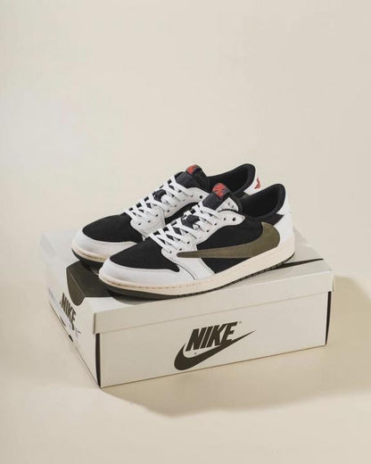 Nik.e Air Jordan 1 Low X Travis Scott Olive Green Semi UA
