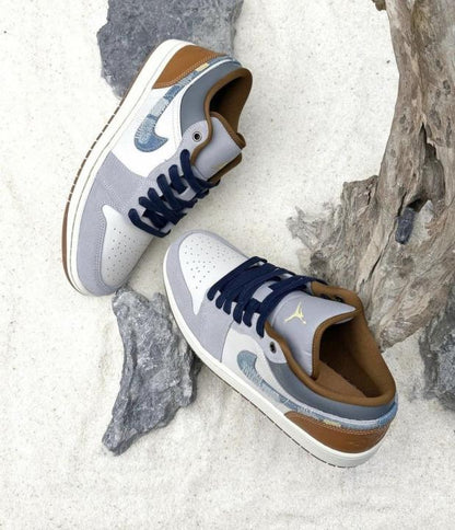 Nik e Air Jordan 1 Low SE Phantom Repaired Denim Swoosh