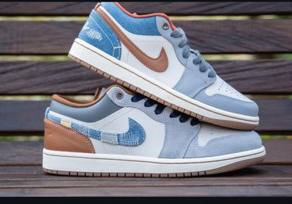 Nik e Air Jordan 1 Low SE Phantom Repaired Denim Swoosh