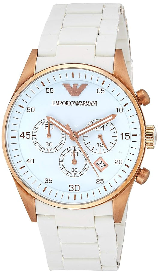 Emporio Armani Ar5919 Dualtone White Sportivo Chronograph Mens Watch