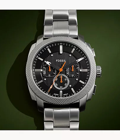 Fossil Fs6095 Metal Silver Black Dial Chronograph Watch