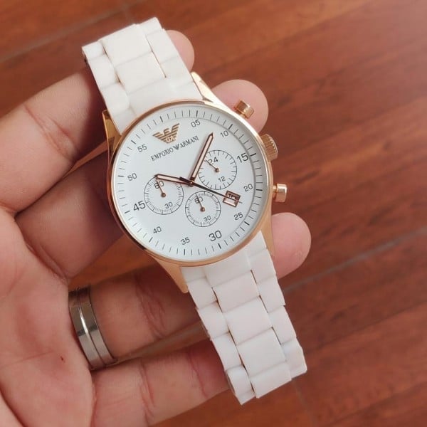 Emporio Armani Ar5919 Dualtone White Sportivo Chronograph Mens Watch