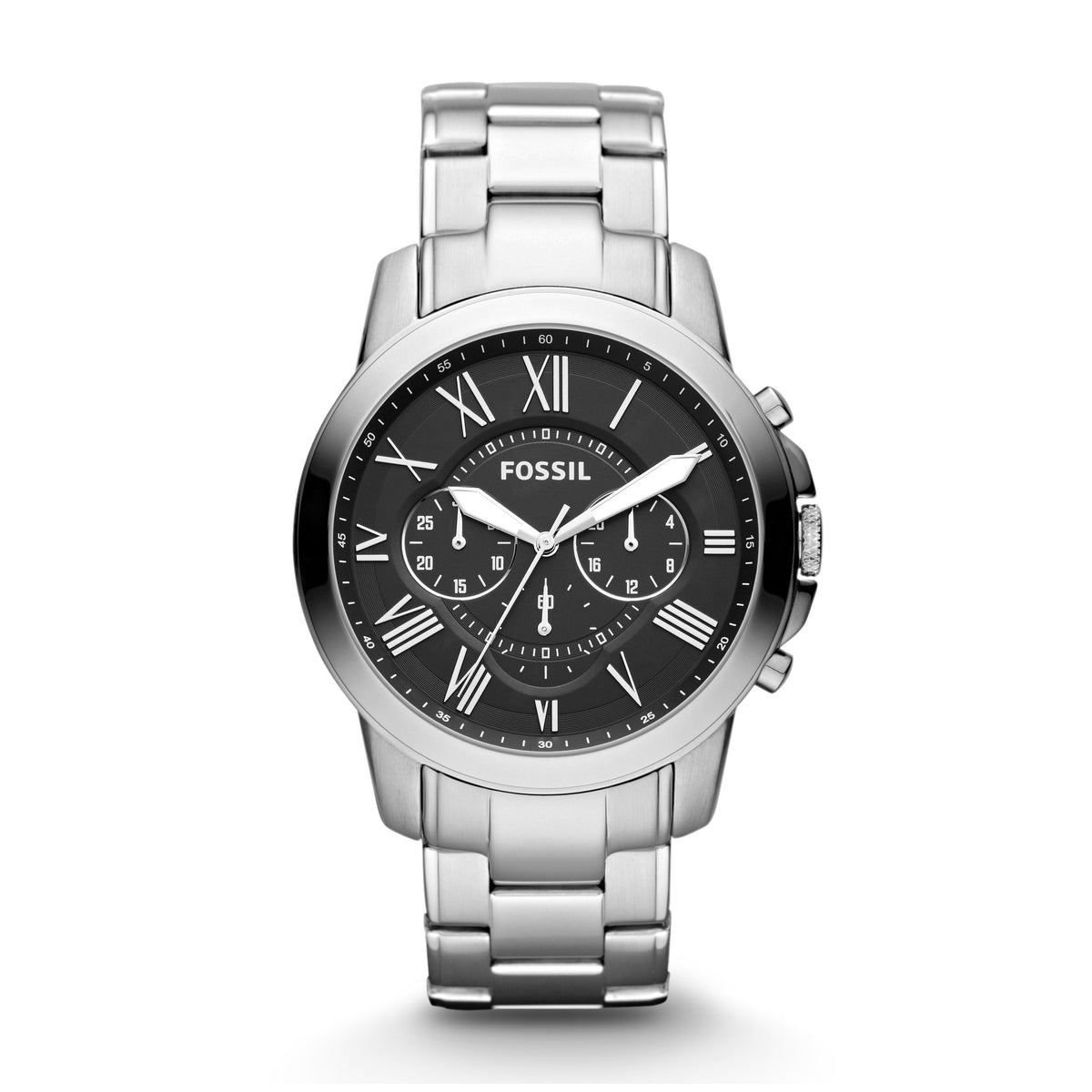 Fossil Grant FS4736 Metal Silver Black Dial Watch