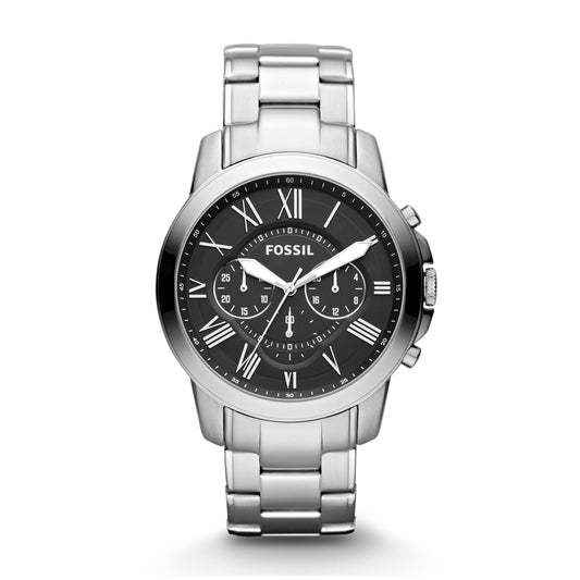Fossil Grant FS4736 Metal Silver Black Dial Watch