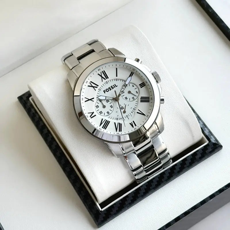 Fossil Grant FS4736 Metal Silver White Dial Watch