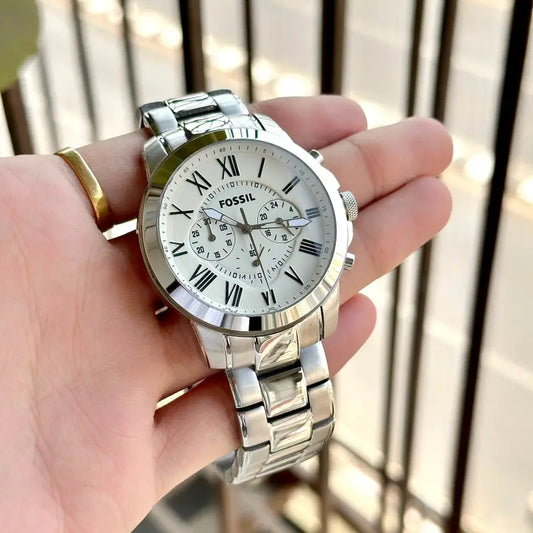 Fossil Grant FS4736 Metal Silver White Dial Watch