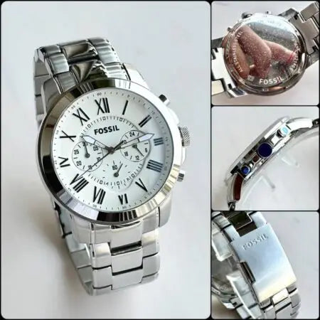 Fossil Grant FS4736 Metal Silver White Dial Watch
