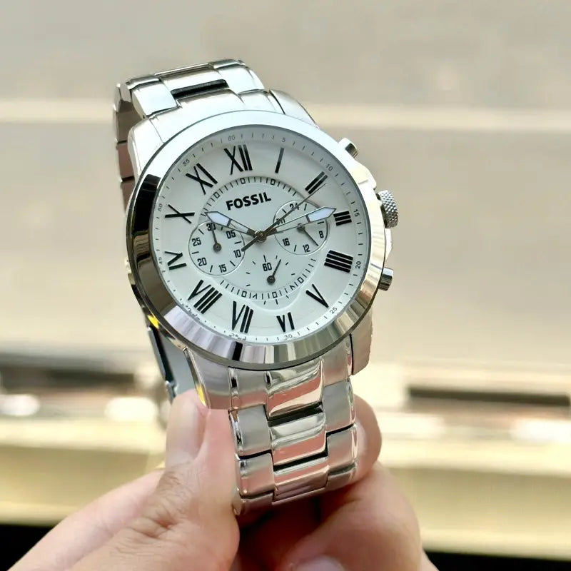 Fossil Grant FS4736 Metal Silver White Dial Watch