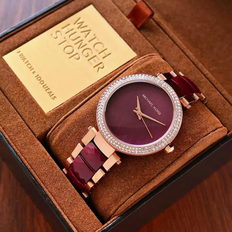 Michael Kors Women's MK6412 Parker Burgundy Dial Watch Rose Gold Tone Belt