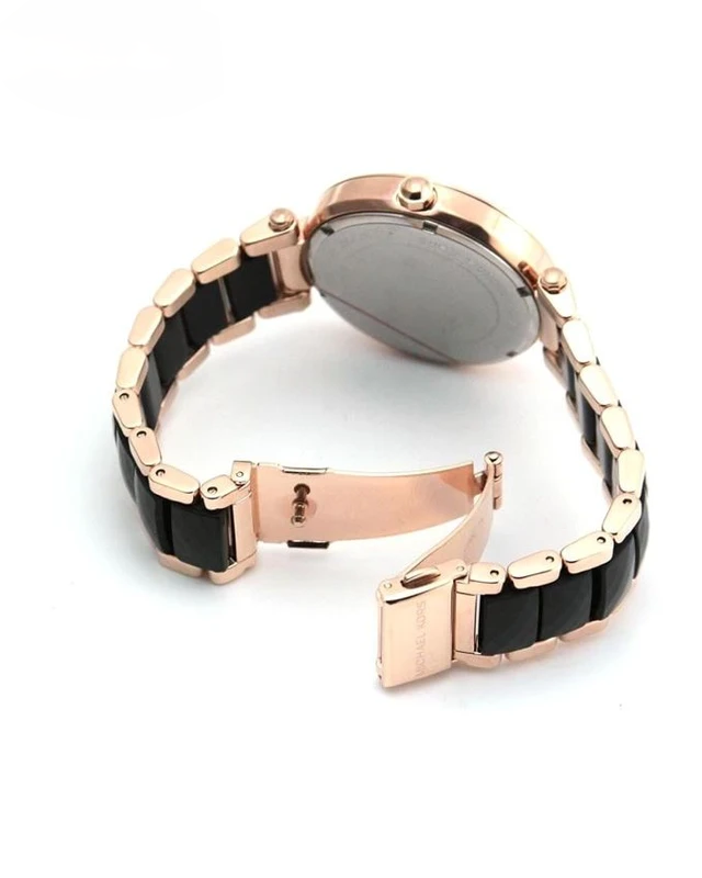 Michael Kors Women's MK6414 Parker Black Dial Watch Rose Gold Tone Belt
