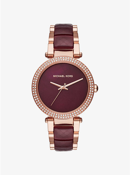 Michael Kors Women's MK6412 Parker Burgundy Dial Watch Rose Gold Tone Belt