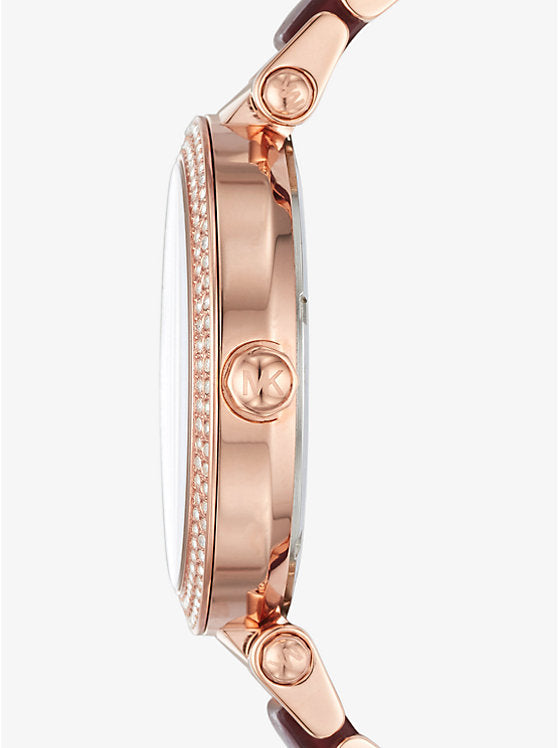 Michael Kors Women's MK6412 Parker Burgundy Dial Watch Rose Gold Tone Belt