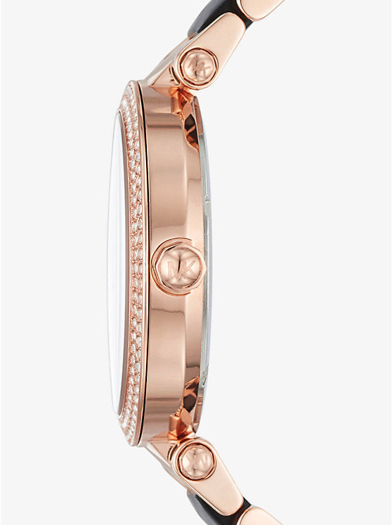 Michael Kors Women's MK6414 Parker Black Dial Watch Rose Gold Tone Belt