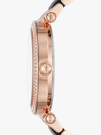 Michael Kors Women's MK6414 Parker Black Dial Watch Rose Gold Tone Belt