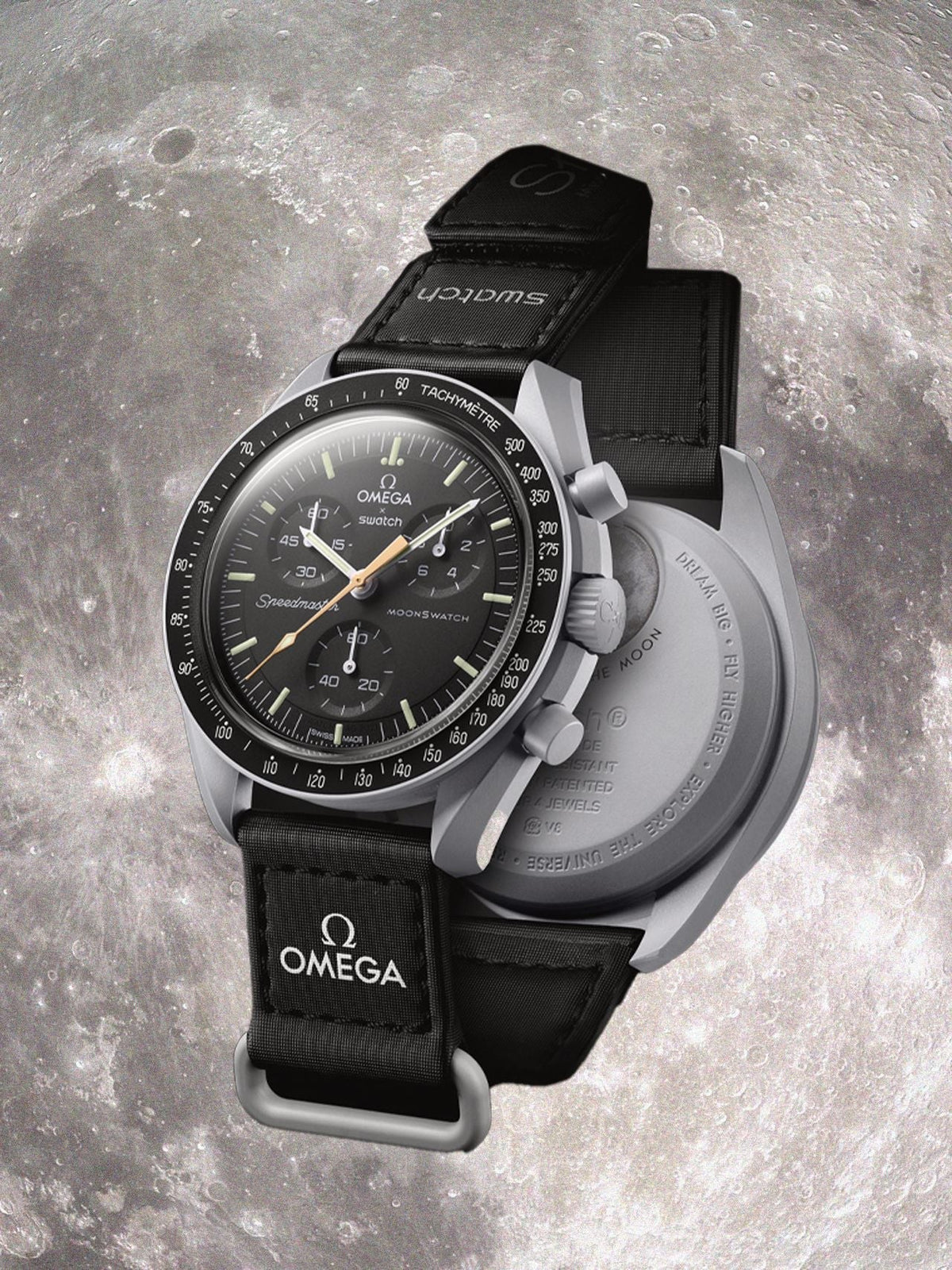 Swatch Omega x Moon Mission To The  Moon Black - New Speedmaster Neavy Gray - Black Moonswatch