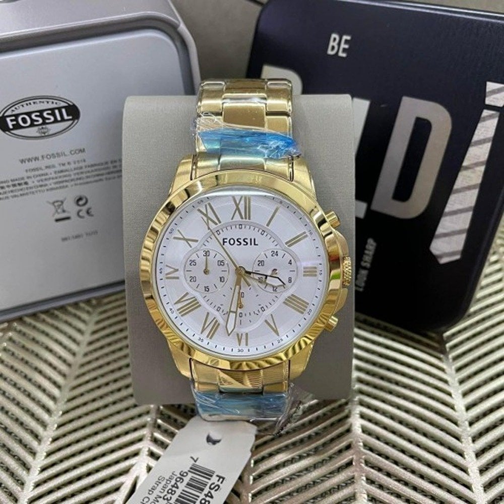 Fossil Grant FS4736 Metal Dualtone White Dial Watch