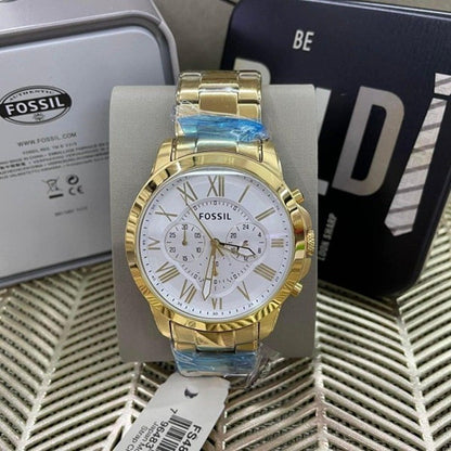 Fossil Grant FS4736 Metal Dualtone White Dial Watch