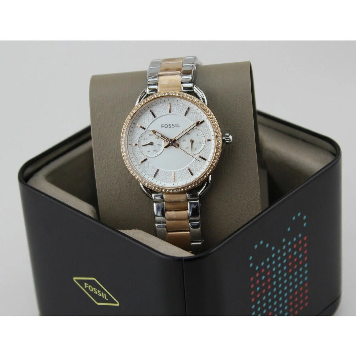 Fossil Tailor ES4264 White Dial Watch Dualtone Belt