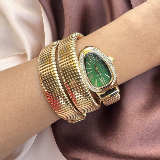 Bvlgar_i Serpenti Golden Strap Green Dial