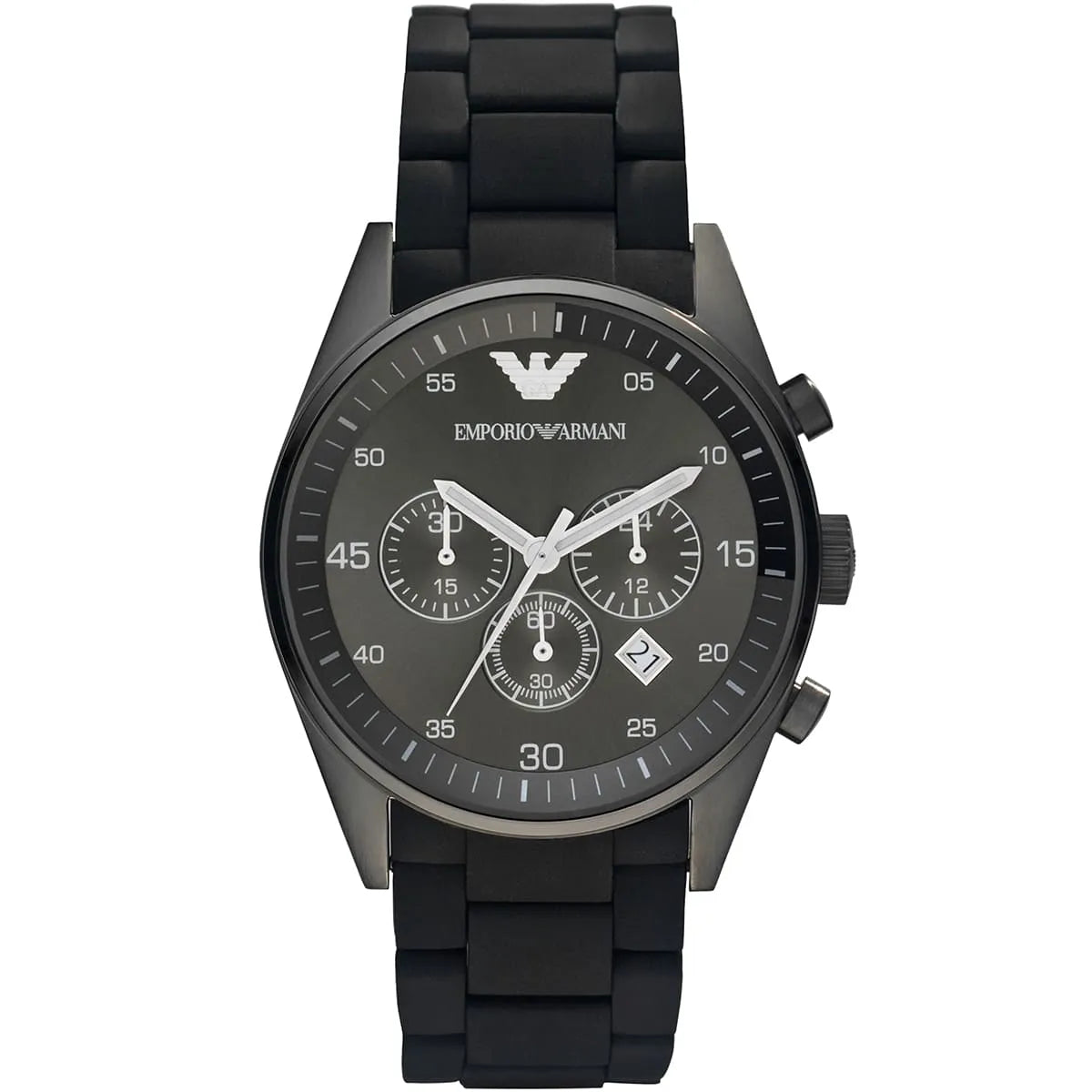 Emporio Armani AR5889 Black Metal Chronograph Silicone Accent Watch