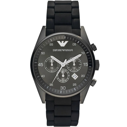 Emporio Armani AR5889 Black Metal Chronograph Silicone Accent Watch