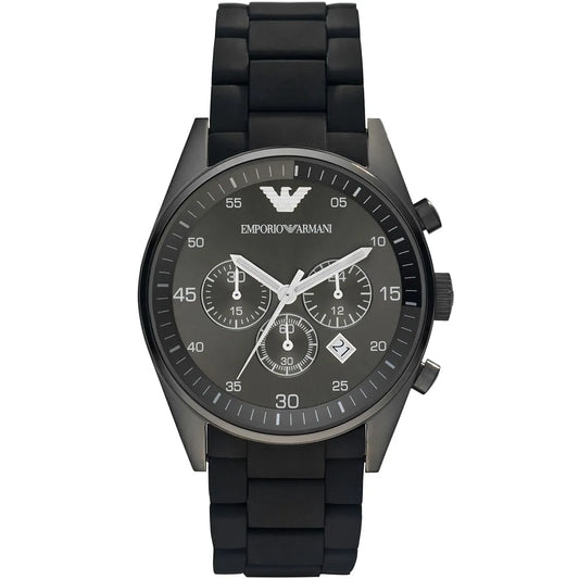 Emporio Armani AR5889 Black Metal Chronograph Silicone Accent Watch
