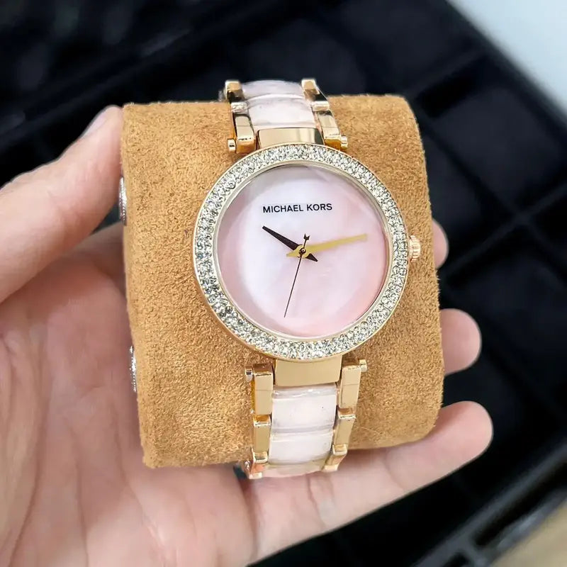 Michael Kors Women's MK6412 Parker Baby Pink Dial Watch Rose Gold Tone Belt