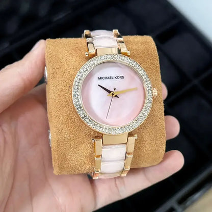 Michael Kors Women's MK6412 Parker Baby Pink Dial Watch Rose Gold Tone Belt