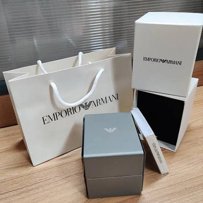 Emporio Armani AR5889 Black Metal Chronograph Silicone Accent Watch