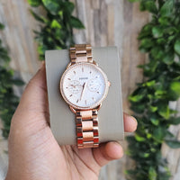 Fossil Chrono Rose Gold White Dial Ladies Watch ll