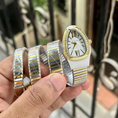 Bvlgar_i Serpenti Gold Dualtone White Dial