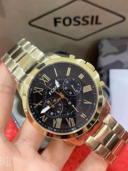 Fossil Grant FS4736 Metal Gold Black Dial Watch