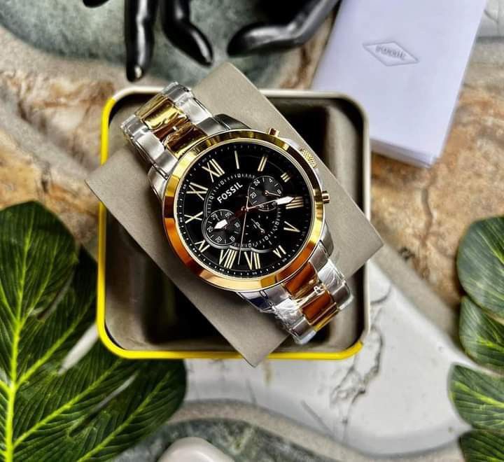 Fossil Grant FS4736 Metal Dualtone Black Dial Watch