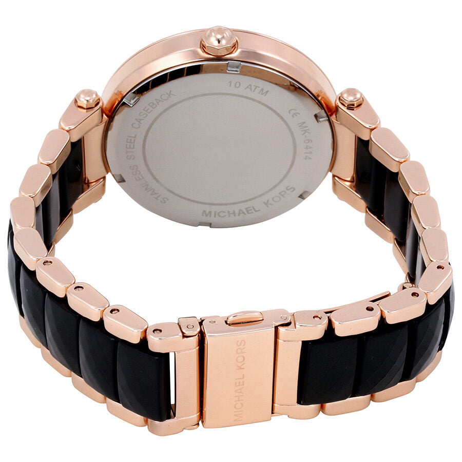 Michael Kors Women's MK6414 Parker Black Dial Watch Rose Gold Tone Belt