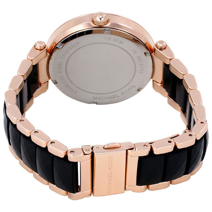 Michael Kors Women's MK6414 Parker Black Dial Watch Rose Gold Tone Belt