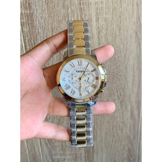 Fossil Grant FS4736 Metal Dualtone White Dial Watch